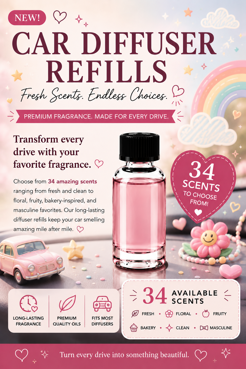 Car Oil Diffuser Refill